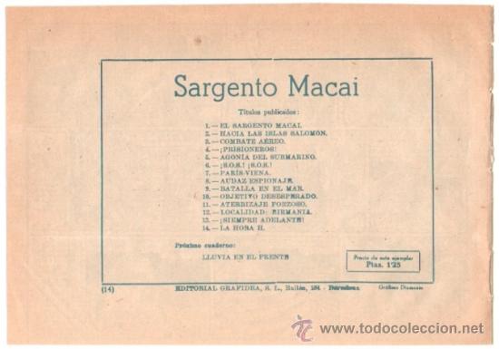 Tebeos: EL SARGENTO MACAI ORIGINAL EDI. GRAFIDEA 1952 - 17 TEBEOS PLANCHA, por MARTINEZ OSETE - Foto 29 - 37027067